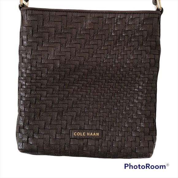 Cole Haan woven brown leather cross body bag with magnetic closure - Picture 9 of 9